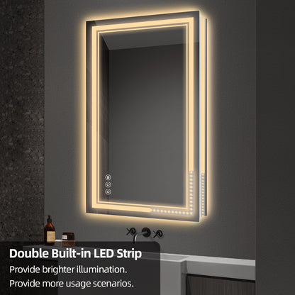 LED Backlit Bathroom Mirror with Anti-Fog, Touch Control & Dimmable Light | Wall Mounted Vanity Mirror for Bathroom Decor
