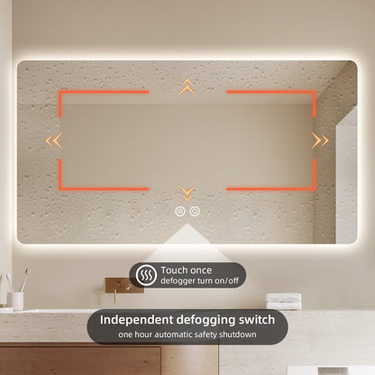 Frameless Backlit LED Bathroom Mirror with Touch Control & Anti-Fog