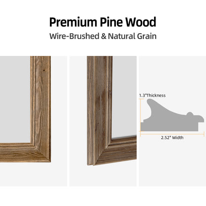 Rectangular Vintage Solid Wood Framed Bathroom Mirror