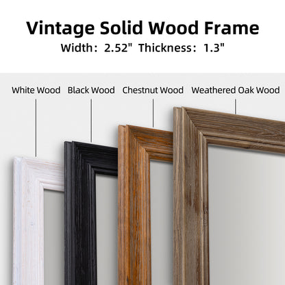 Rectangular Vintage Solid Wood Framed Bathroom Mirror