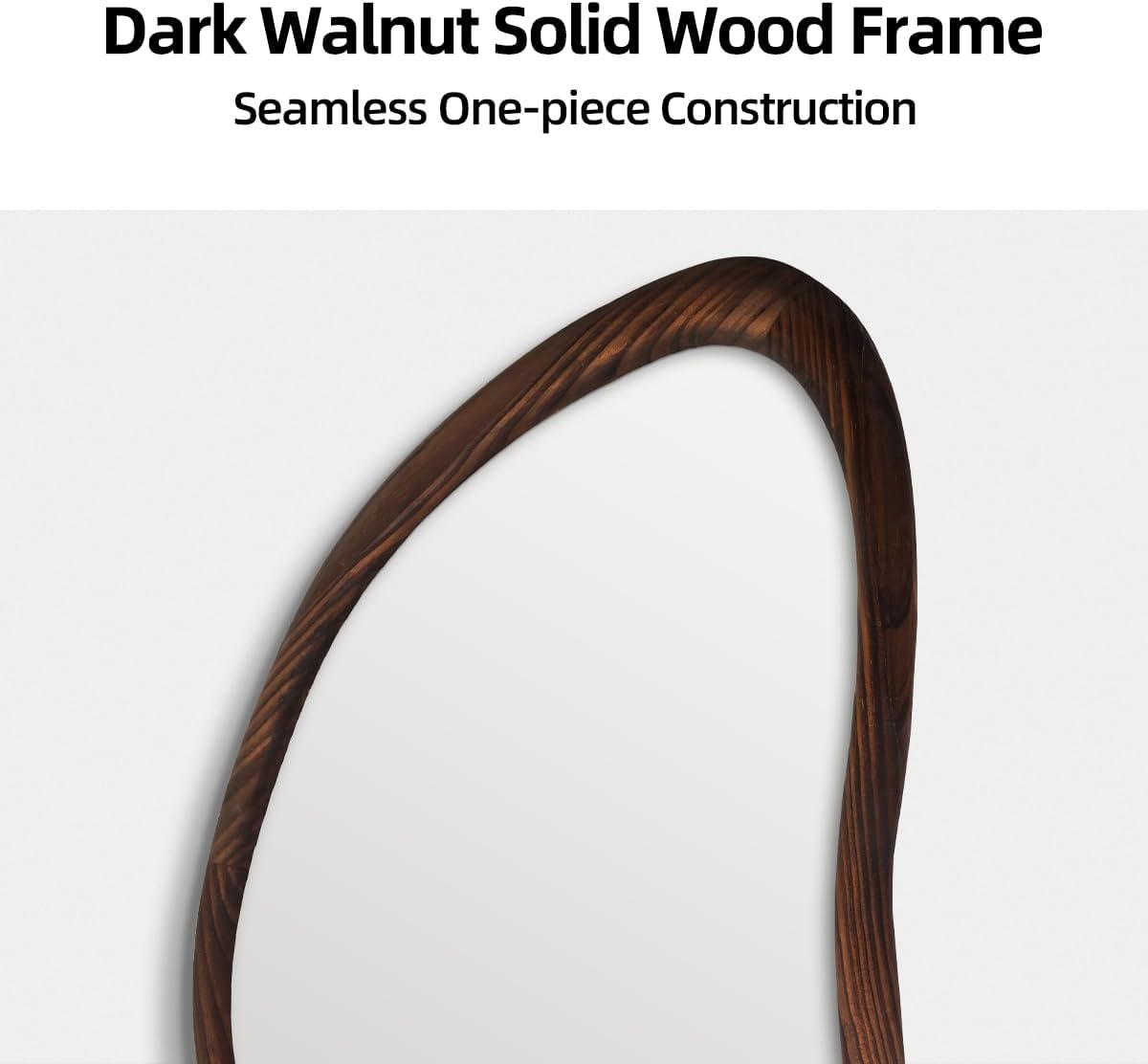 24"x36" Asymmetrical Wood Bathroom Mirror, Dark Walnut Irregular Wall Mirror, Rustic Farmhouse Vanity Mirror for Bedroom, Living Room, Entryway, Horizontal/Vertical