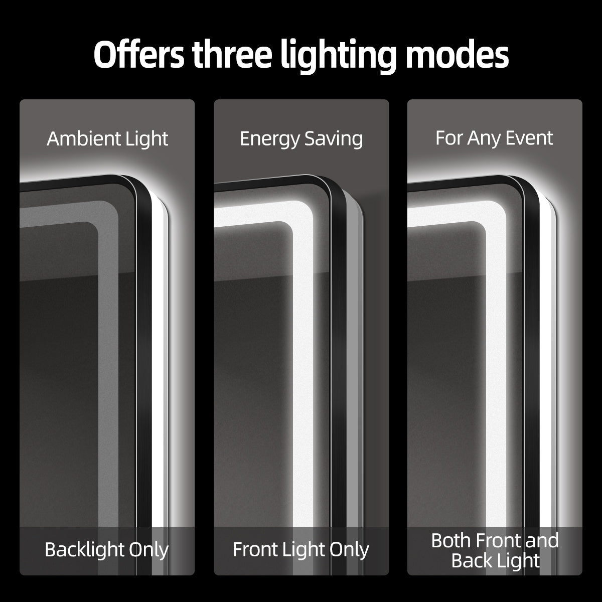Modern Rectangular LED Bathroom Mirror | Anti-Fog, Dimmable Light, Touch Sensor