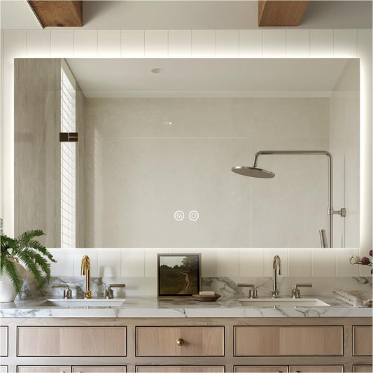 36x60 Smart Bathroom Mirror, Backlit LED Mirror with Lights, Anti-Fog, Stepless Dimmable & Color Temperature Adjustment, CRI≥93, Frameless Wall Mirror for Vanity (Horizontal)