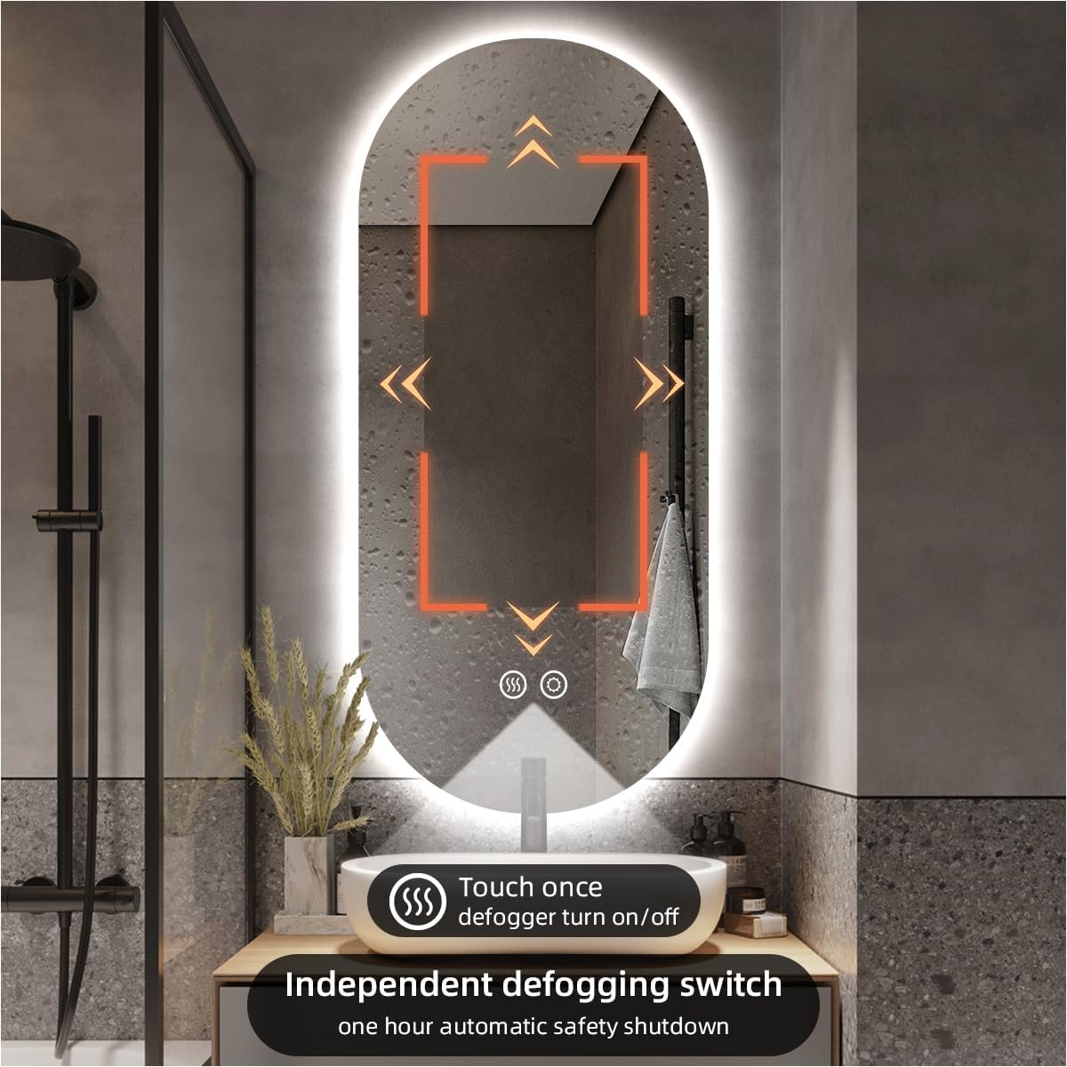 32" x 20" Oval Backlit Bathroom Mirror with Lights, Pill-Shaped LED Lighted Vanity Mirror for Wall, Anit-Fog, Stepless Dimmable, Memory Function, Frameless Smart Mirror, Shatter-Proof, CRI≥93