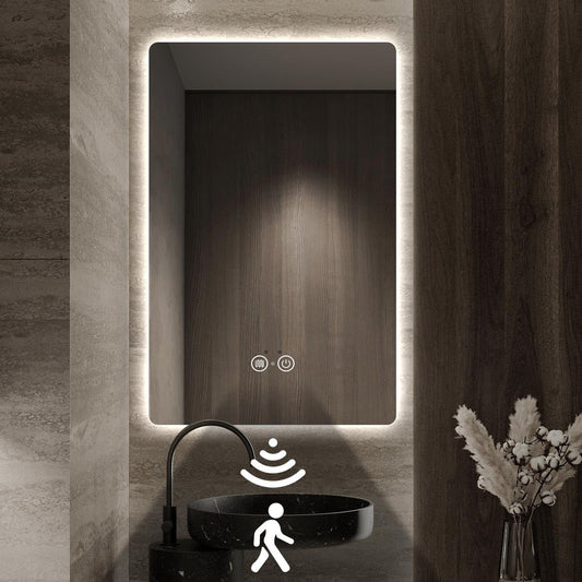 LED Bathroom Mirror with Lights, Ultra-Clear, Shatter-Proof, 36"x28" Smart Bathroom Mirror with Auto Sensor Lights, Anti-Fog, Bathroom Wall Mounted Mirror, Stepless Dimmable, Memory