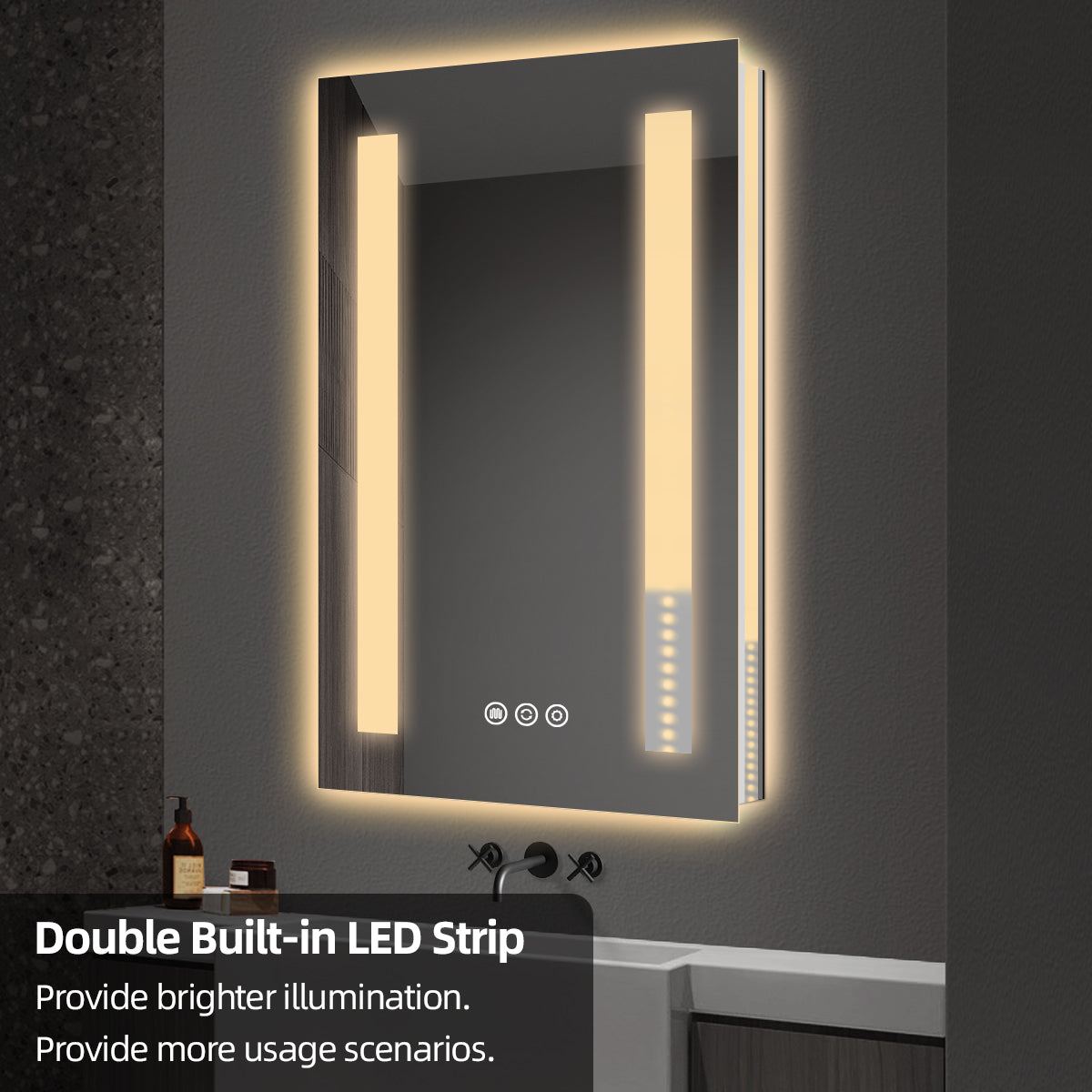 Modern Frameless LED Bathroom Mirror | Dual Side Lighting, Anti-Fog & Smart Touch Sensor