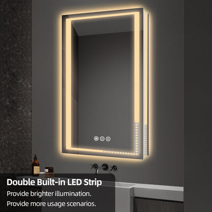 Frameless LED Backlit Bathroom Mirror with Anti-Fog & Touch Control, Wall Mounted Vanity Mirror