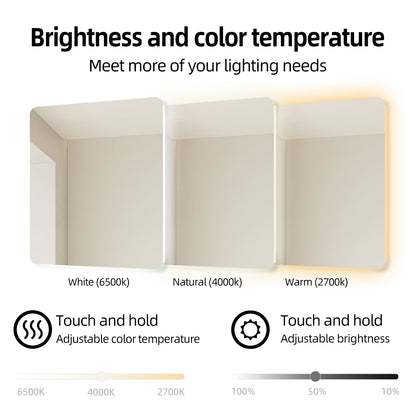 Frameless Backlit LED Bathroom Mirror with Touch Control & Anti-Fog